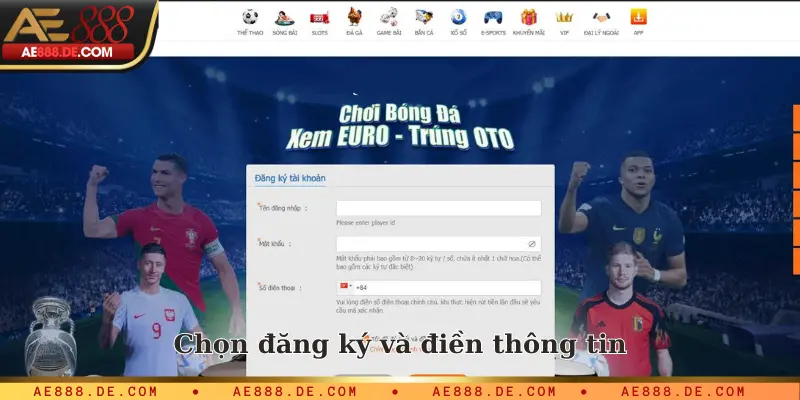 Chọn đăng ký và điền thông tin