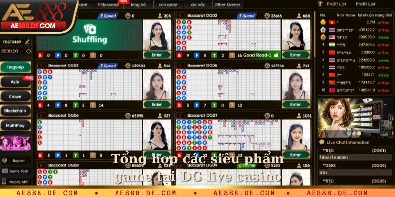 Tổng hợp các siêu phẩm game tại DG live casino